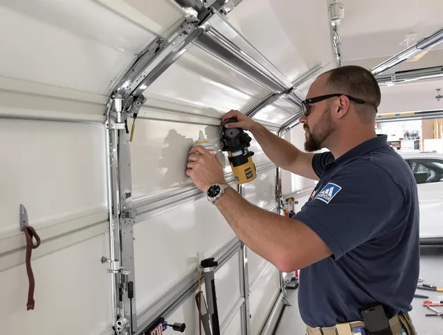 Lakeland Garage Door Repair technician quieting a noisy garage door in Lakeland