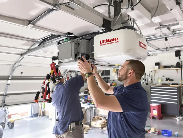 Lakeland Garage Door Repair technician performing advanced diagnostics on garage opener in Lakeland