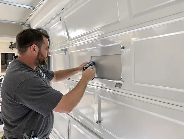 Garage door panel repair by Lakeland Garage Door Repair in Lakeland
