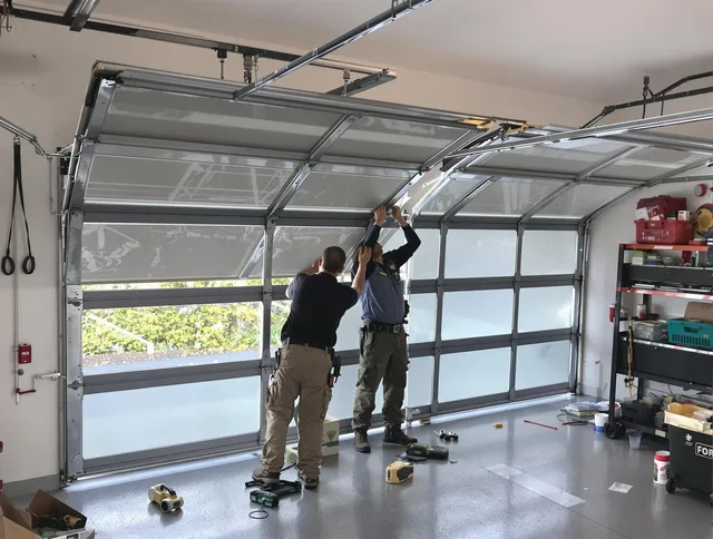 Lakeland Garage Door Repair expert performing precise panel replacement on Lakeland garage door
