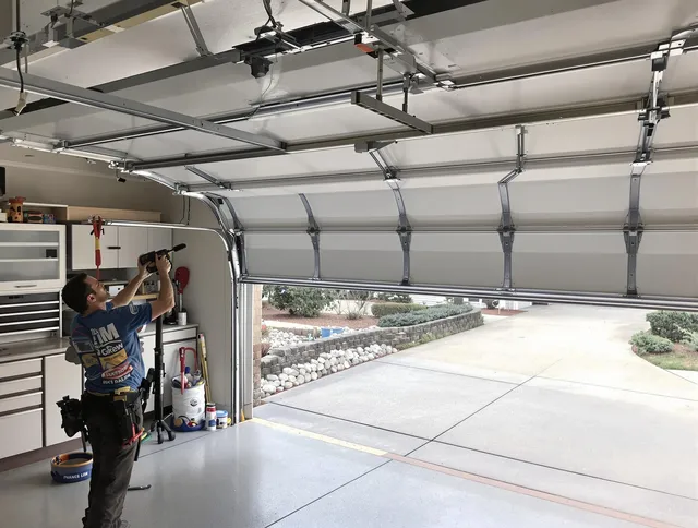 Garage door track repair service by Lakeland Garage Door Repair in Lakeland